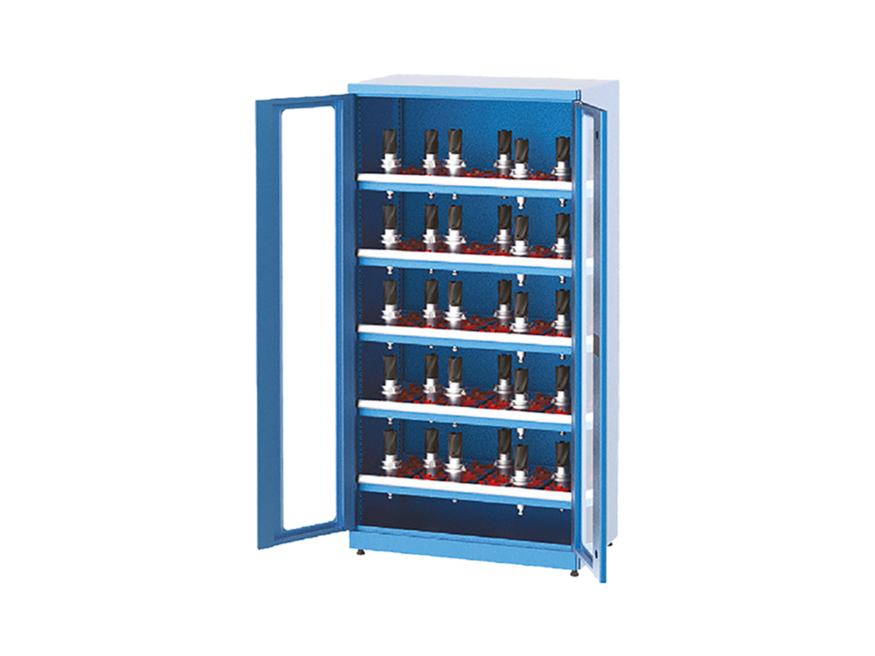 Hipaş Plastik - 120 Adet CNC Tutuculu 5 Hareketli Raflı Plexi Kapılı Dolap - 2180