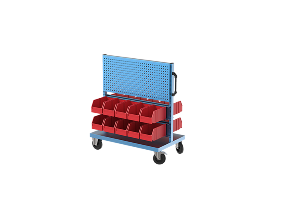 Hipaş Plastik - 20 Avadanlıklı Çift Yönlü Tekerlekli Ve Askı Panolu Metal Stand - 4505