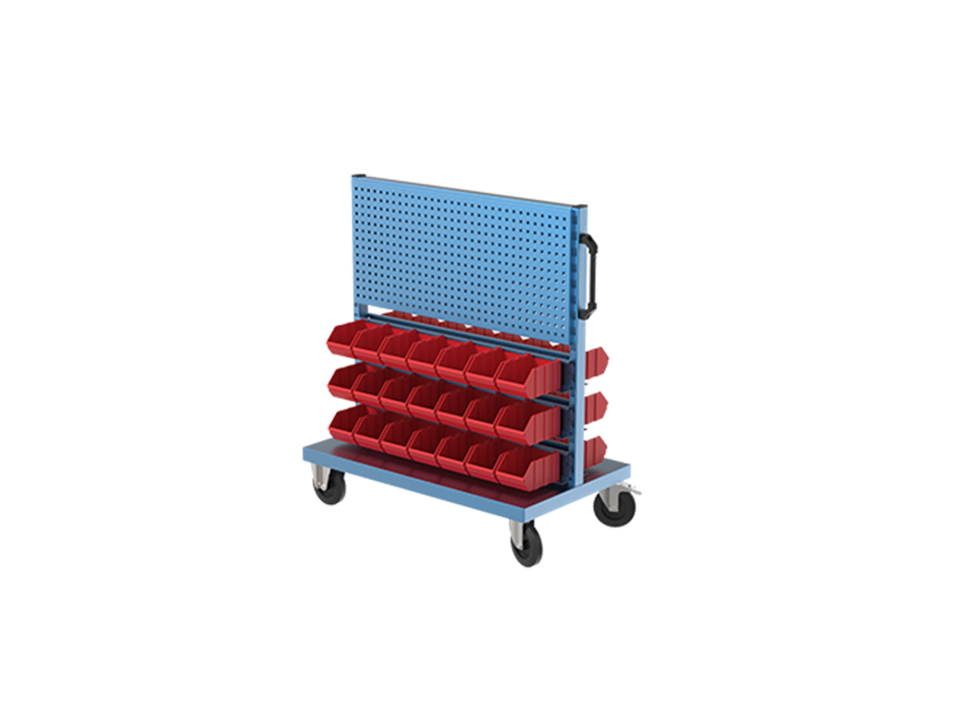 Hipaş Plastik - 42 Avadanlıklı Çift Yönlü Tekerlekli Ve Askı Panolu Metal Stand - 4540