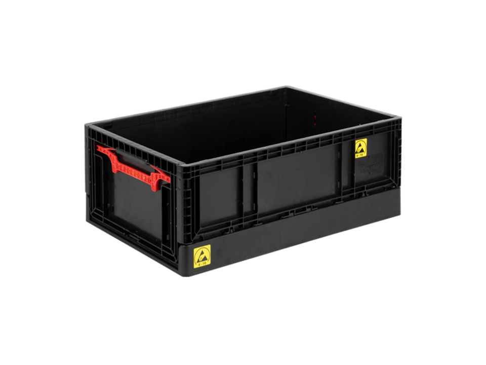 Hipaş Plastik - ESD Yanları Ve Altı Kapalı Katlanır Kasa - KX-4622 ESD