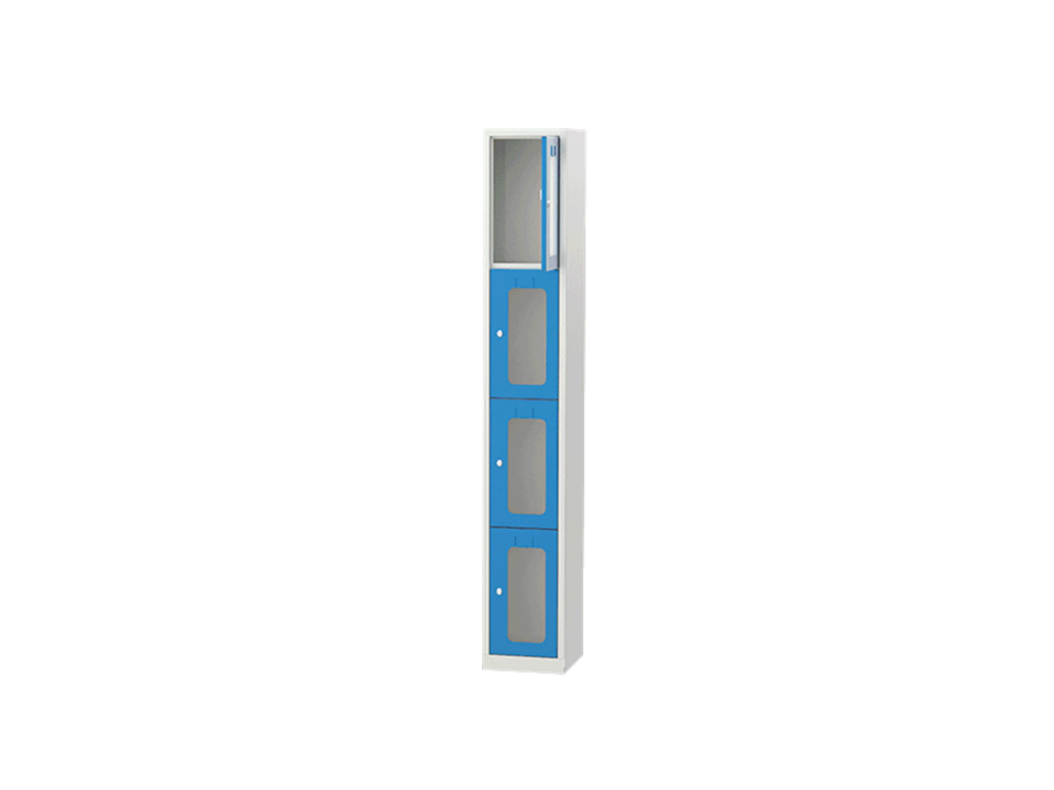 Hipaş Plastik - 4 Bölmeli Plexi Kapılı Personel Dolabı - 6092