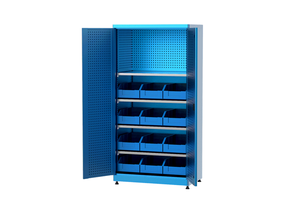 Hipaş Plastik - 4 Galvaniz Raflı Ve 12 Avadanlıklı Kapaklı Malzeme Dolabı - 6920