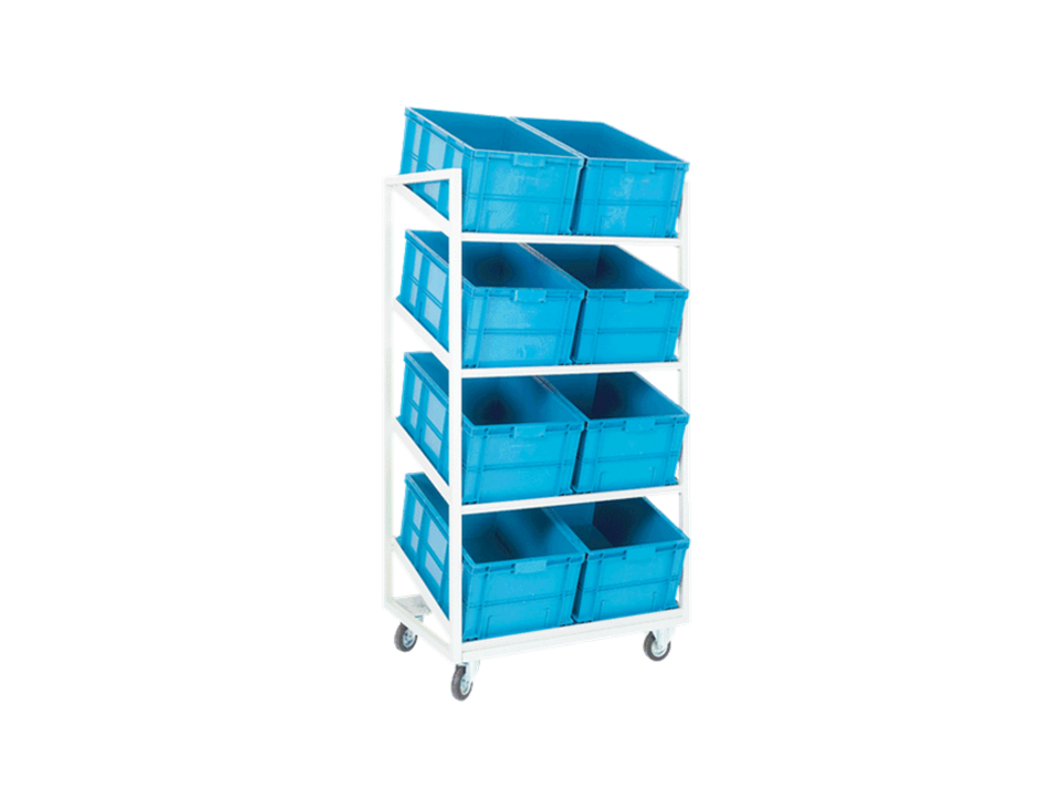 Hipaş Plastik - 8 Adet HP-4628 Plastik Kasalı, Tekerlekli Metal Stand - TRA-4628