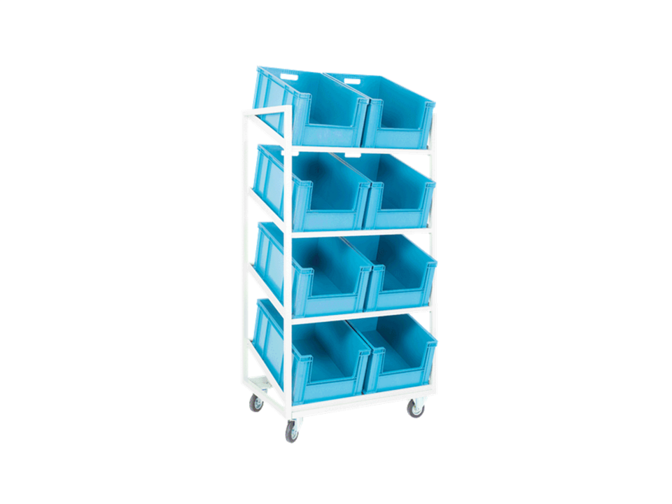 Hipaş Plastik - 8 Adet HP-4628-AV Plastik Kasalı, Tekerlekli Metal Stand - TRA-4628-AV