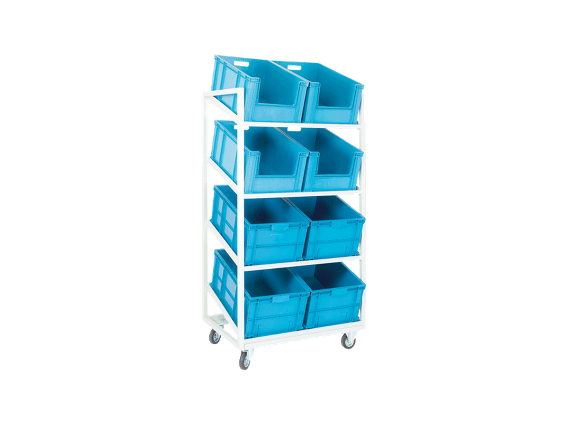 Hipaş Plastik - 4 Adet HP-4628, 4 Adet HP-4628-AV Plastik Kasalı, Tekerlekli Metal Stand - TRA-4628-S