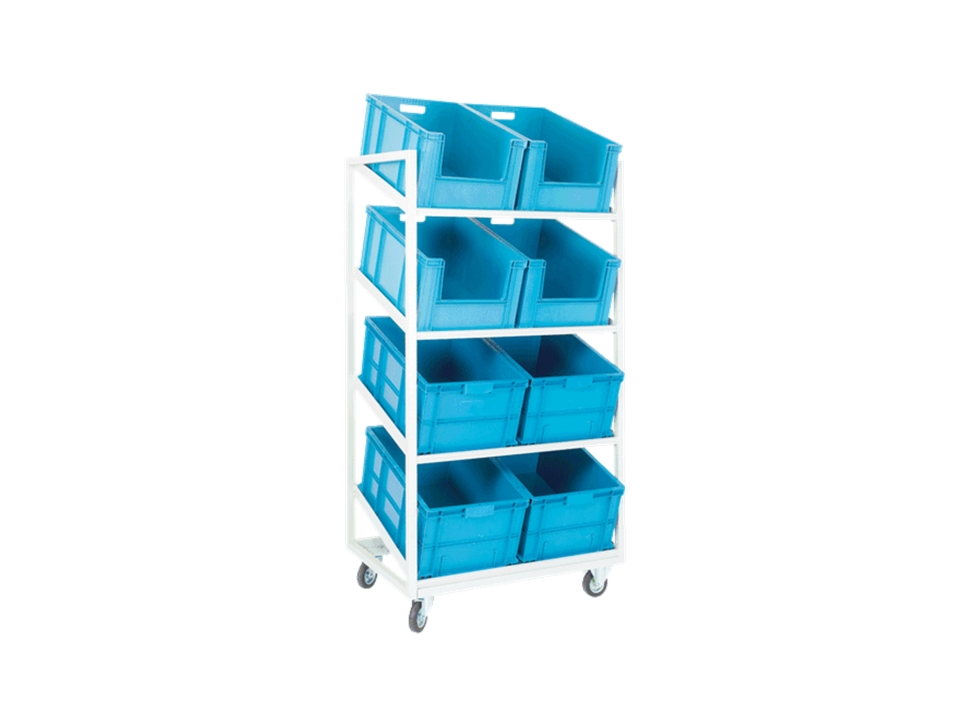Hipaş Plastik - 4 Adet HP-4628, 4 Adet HP-4628-AV Plastik Kasalı, Tekerlekli Metal Stand - TRA-4628-S
