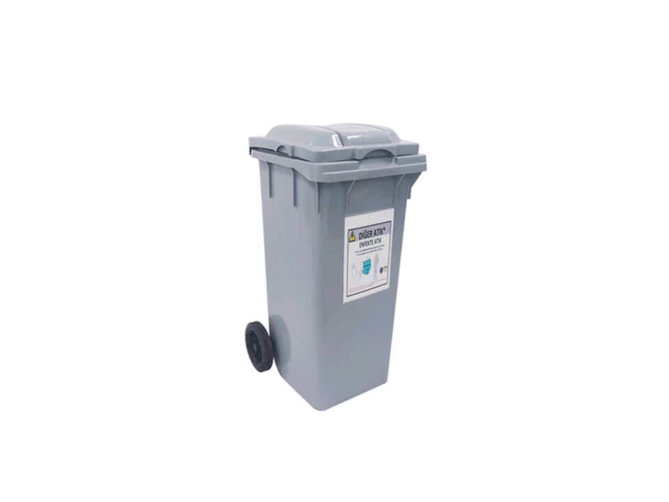 Hipaş Plastik - Plastik 120 Litre 2 Tekerlekli Ve Kapaklı Çöp Konteyneri - ÇK-400-EA