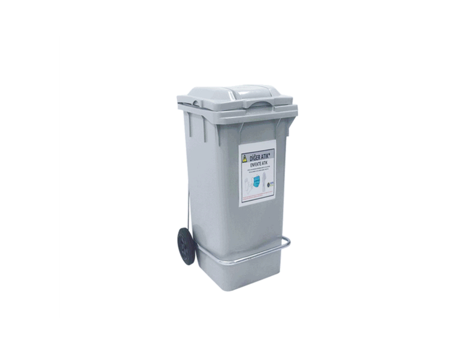 Hipaş Plastik - Plastik 120 Litre 2 Tekerlekli, Pedallı Ve Kapaklı Çöp Konteyneri - ÇK-400-PEA