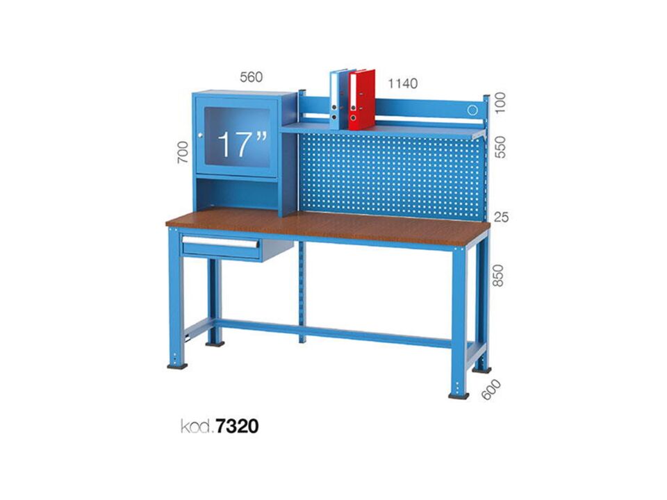 Hipaş Plastik - 17'' LCD Kabinli, 1 Çekmeceli Askı Panolu Masa - 7320