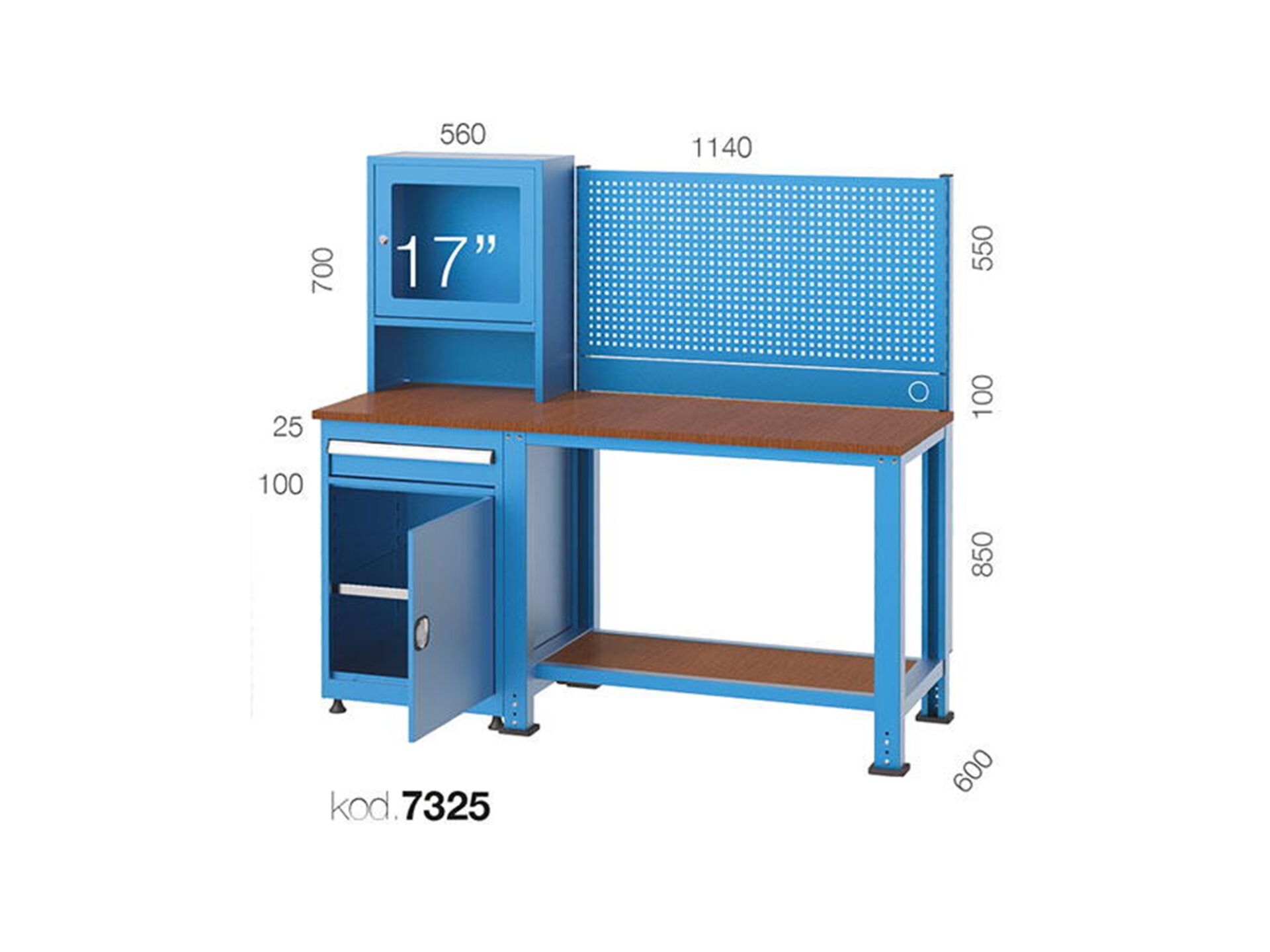 Hipaş Plastik - 17'' LCD Kabinli, 1 Çekmeceli, 1 Dolaplı Ve Askı Panolu Masa - 7325