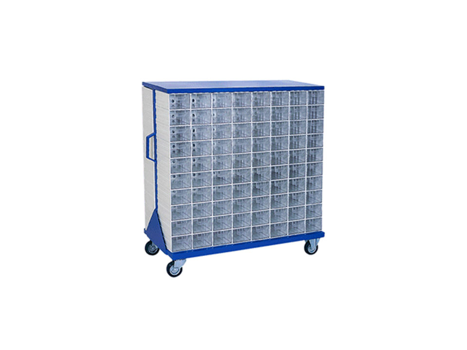 Hipaş Plastik - 208 Plastik Çekmeceli Kutulu, Çift Yönlü Ve Tekerlekli Metal Gövdeli Stand - ÇKS-500-401