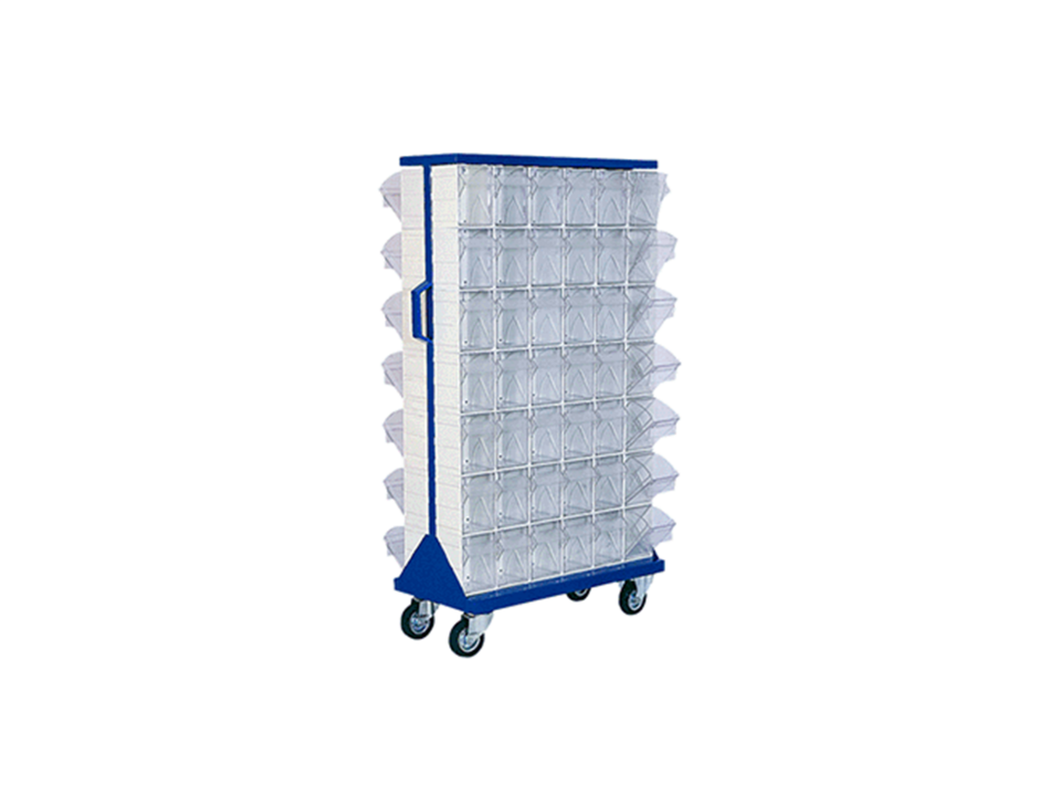 Hipaş Plastik - 84 Plastik Çekmeceli Kutulu, Çift Yönlü Ve Tekerlekli Metal Gövdeli Stand - MSÇS-2