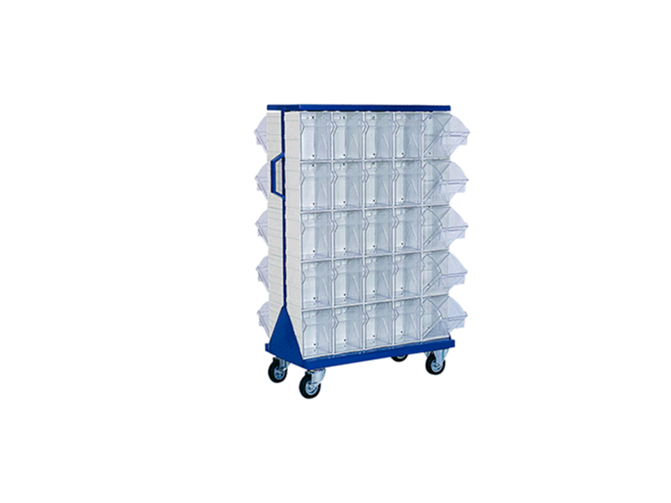 Hipaş Plastik - 50 Plastik Çekmeceli Kutulu, Çift Yönlü Ve Tekerlekli Metal Gövdeli Stand - MSÇS-3