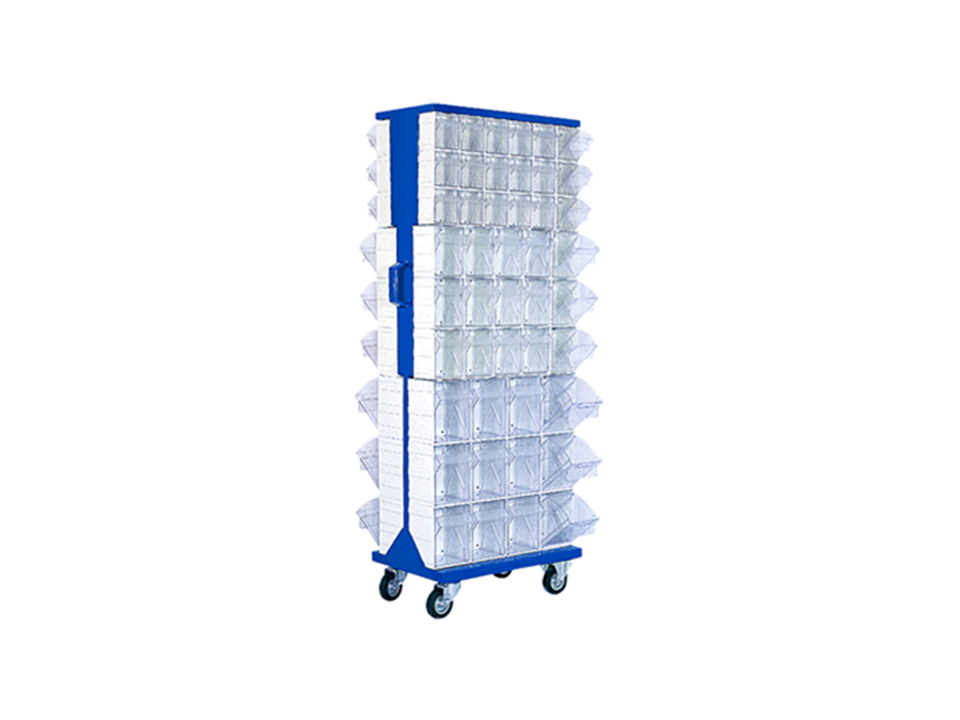 Hipaş Plastik - 90 Plastik Çekmeceli Kutulu, Çift Yönlü Ve Tekerlekli Metal Gövdeli Stand - MSÇS-90
