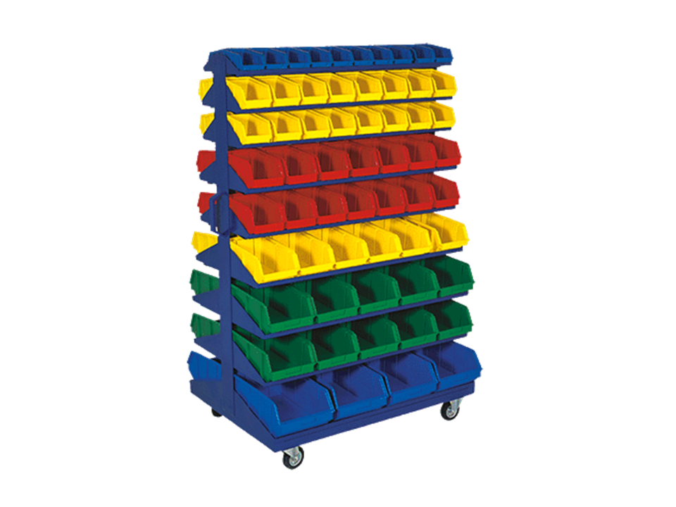 Hipaş Plastik - 120 Avadanlık Kutulu, Çift Yönlü Ve Tekerlekli Metal Stand - STAND-2-TABLALI