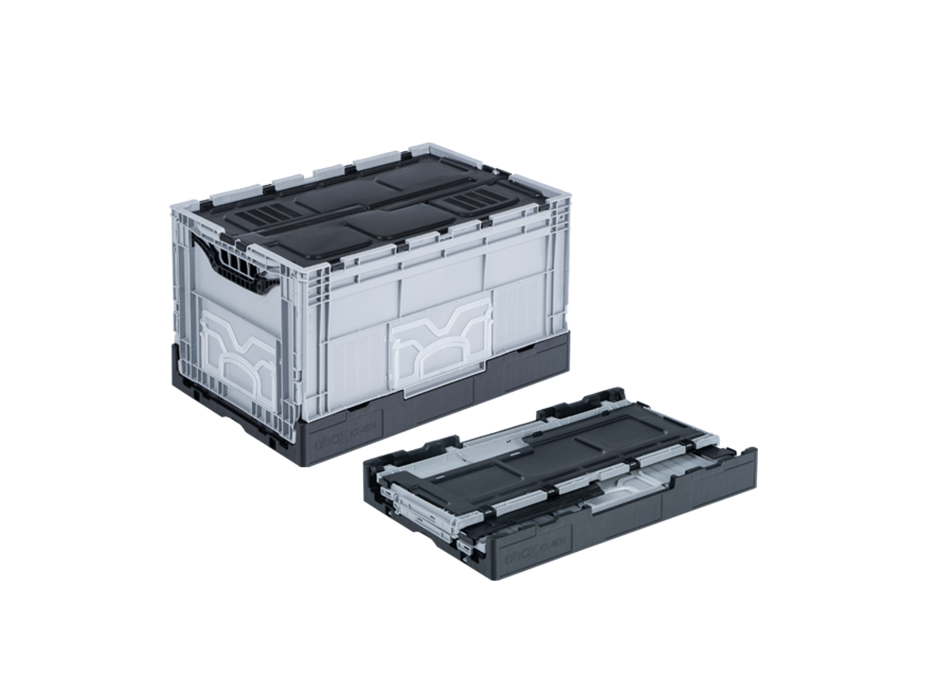 Abox Plastik - Yanları Ve Altı Kapalı, Kapaklı Katlanır Kasa - KX-4634-MK