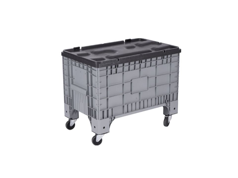 Hipaş Plastik - Yanları Ve Altı Kapalı Kapaklı Tekerlekli Kasa - K-400-T-MK