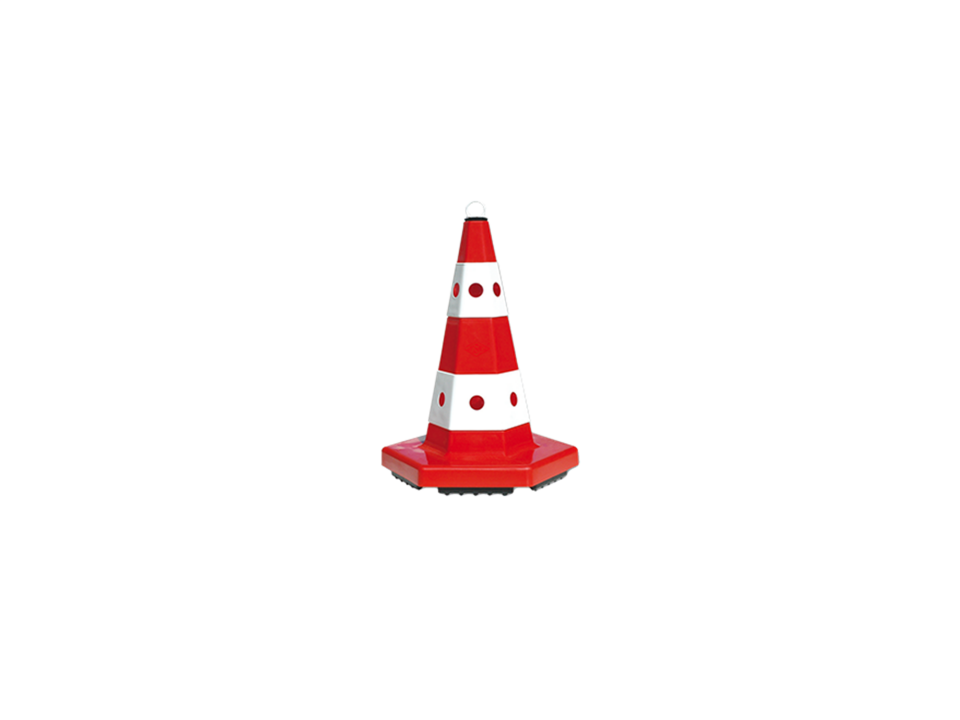 Hipaş Plastik - 50 CM Kedigözlü Tabanı Ağırlıklı Trafik Konisi - 12301-TKA