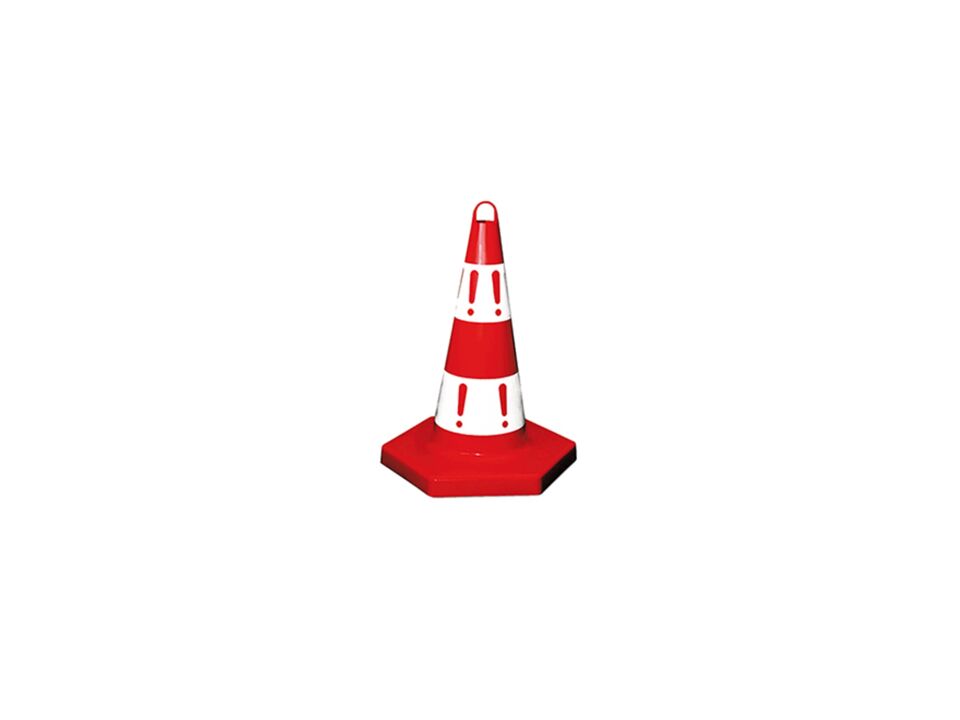 Hipaş Plastik - 50 CM Kırmızı-Beyaz Trafik Konisi - 12302-TK
