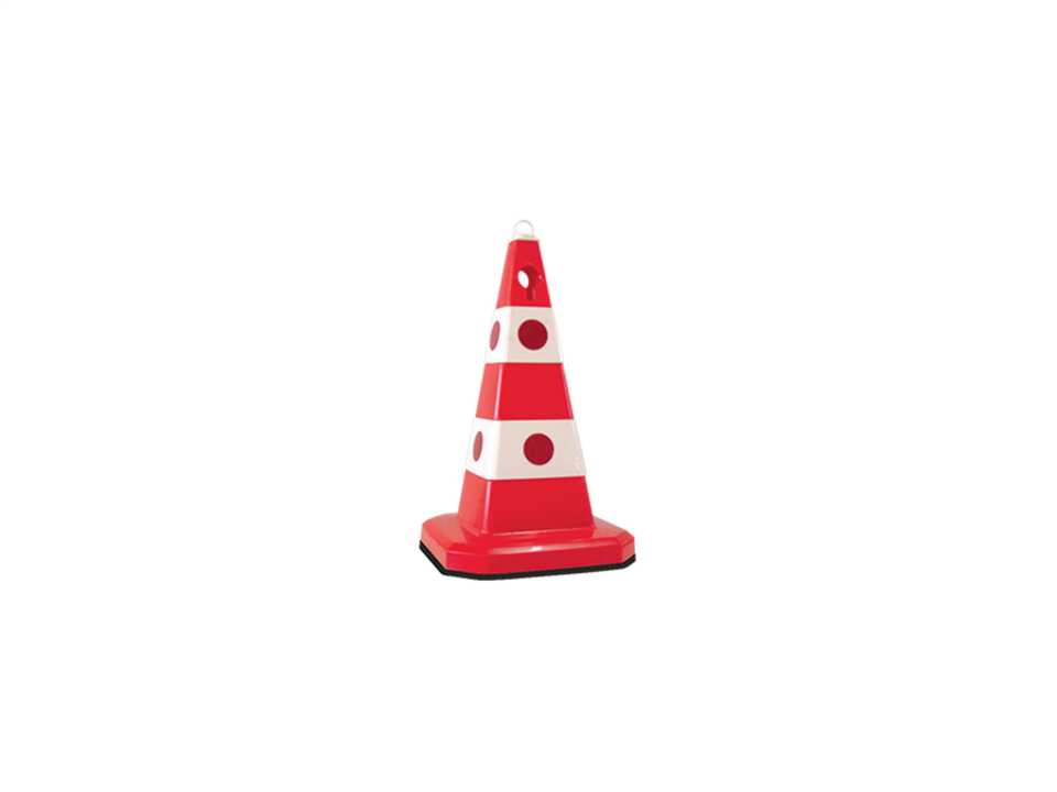 Hipaş Plastik - 60 CM Kedigözlü Tabanı Ağırlıklı Trafik Konisi - 12351-TKA