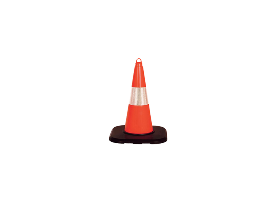 Hipaş Plastik - Esnek Plastik 50 CM Reflektifli Ağırlıklı Trafik Konisi - 12326-TKA-R1