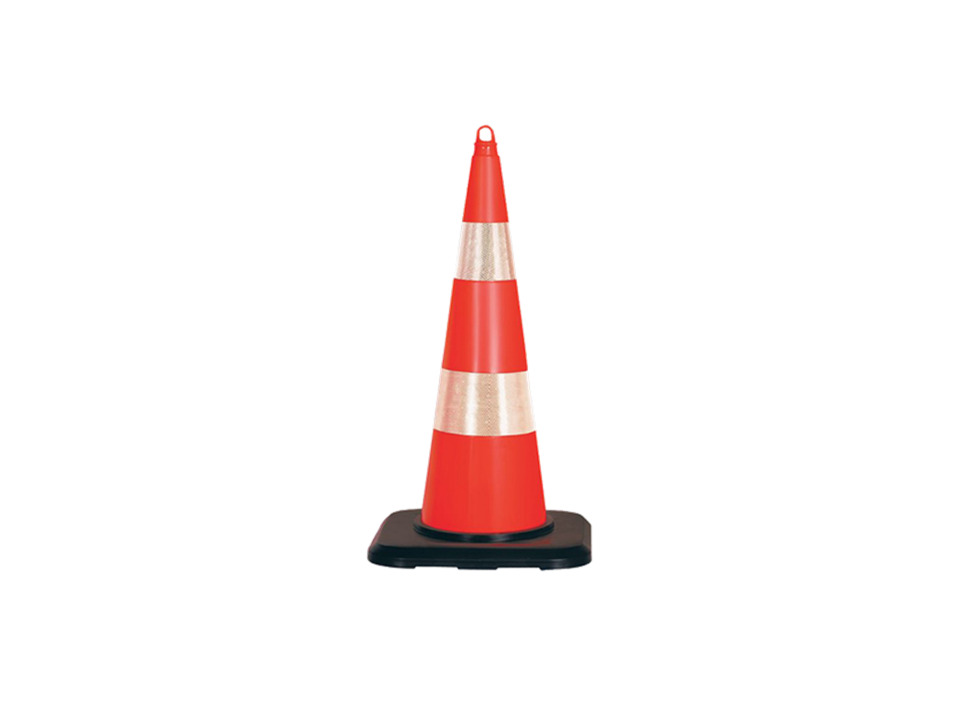 Hipaş Plastik - Esnek Plastik 90 CM 2 Reflektifli Ağırlıklı Trafik Konisi - 12327-TKA-R2