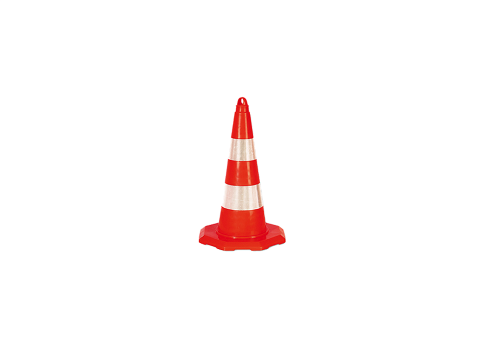 Hipaş Plastik - Esnek Plastik 52 CM 2 Reflektifli Trafik Konisi - 12332-TK-R2