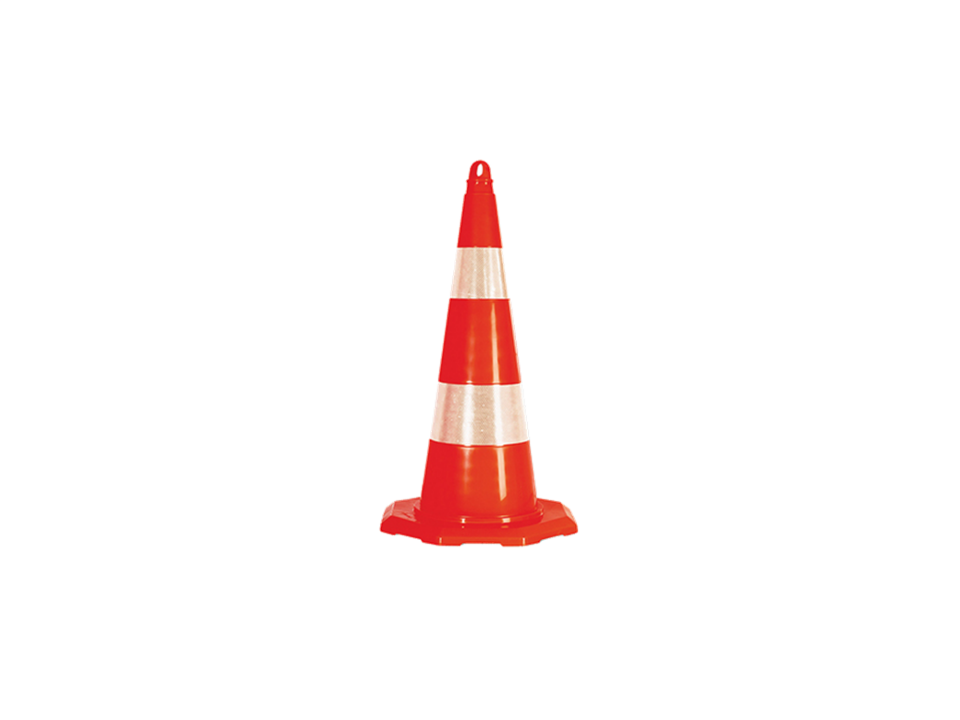 Hipaş Plastik - Esnek Plastik 70 CM 2 Reflektifli Trafik Konisi - 12337-TK-R2